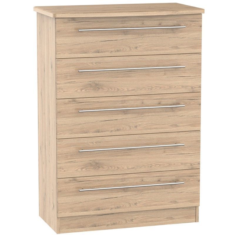 Swift Colby Tall Chest of Drawers Natural 5 Drawers