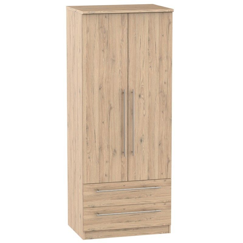 Swift Colby Tall Wardrobe Natural 2 Doors 2 Drawers