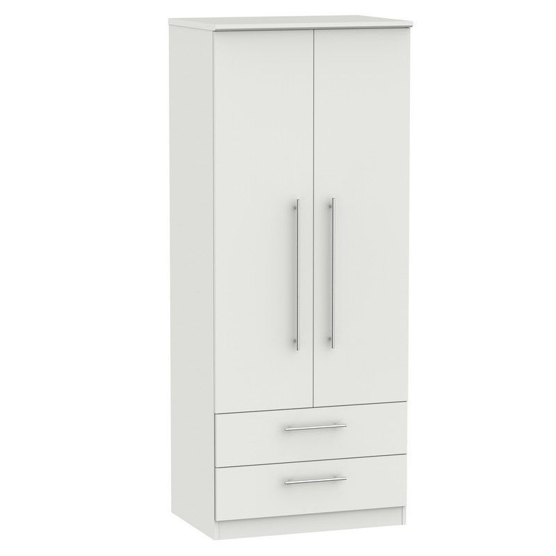 Swift Colby Tall Wardrobe Light Grey 2 Doors 2 Drawers