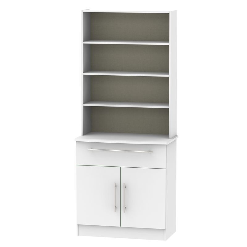 Swift Colby Tall Shelving Unit Grey 2 Doors 4 Shelves 1 Drawer