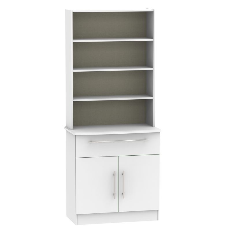 Swift Colby Tall Shelving Unit Grey 2 Doors 4 Shelves 1 Drawer