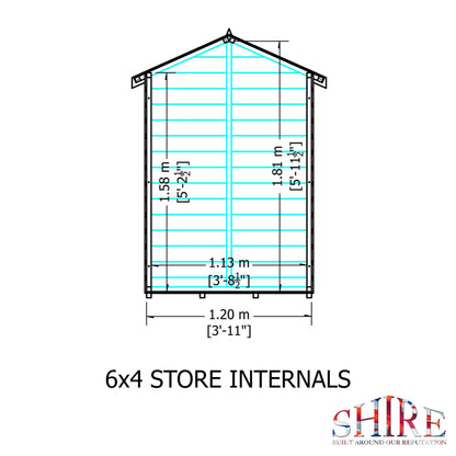 Shire Shetland 4' 5" x 6' 2" Apex Shed - Premium Dip Treated Shiplap