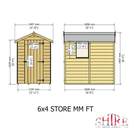 Shire Shetland 4' 5" x 6' 2" Apex Shed - Premium Dip Treated Shiplap