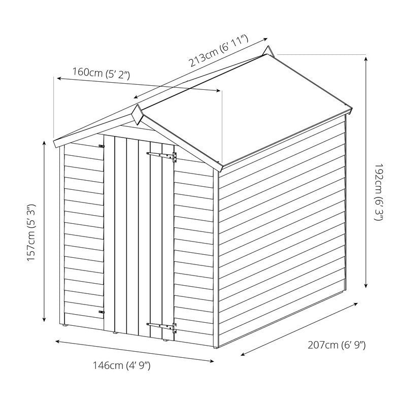 Mercia Mercia 5' 2" x 6' 11" Apex Shed - Budget Dip Treated Overlap