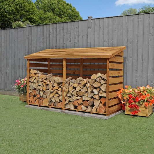 Essentials Mercia 2' 7" x 6' 3" Pent Log Store - Budget Pressure Treated Slatted