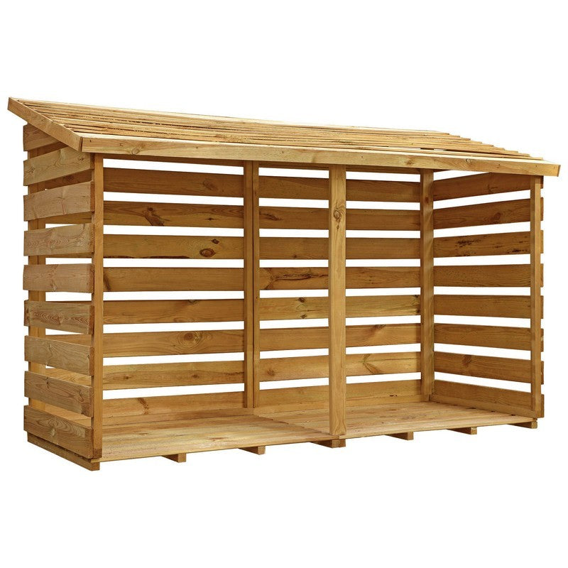 Essentials Mercia 2' 7" x 6' 3" Pent Log Store - Budget Pressure Treated Slatted