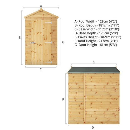 Mercia Mercia 3' 10" x 5' 8" Apex Shed - Premium Dip Treated Shiplap