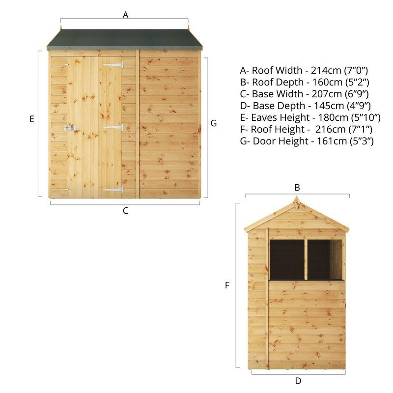 Mercia Mercia 4' 9" x 6' 9" Apex Shed - Premium Dip Treated Shiplap