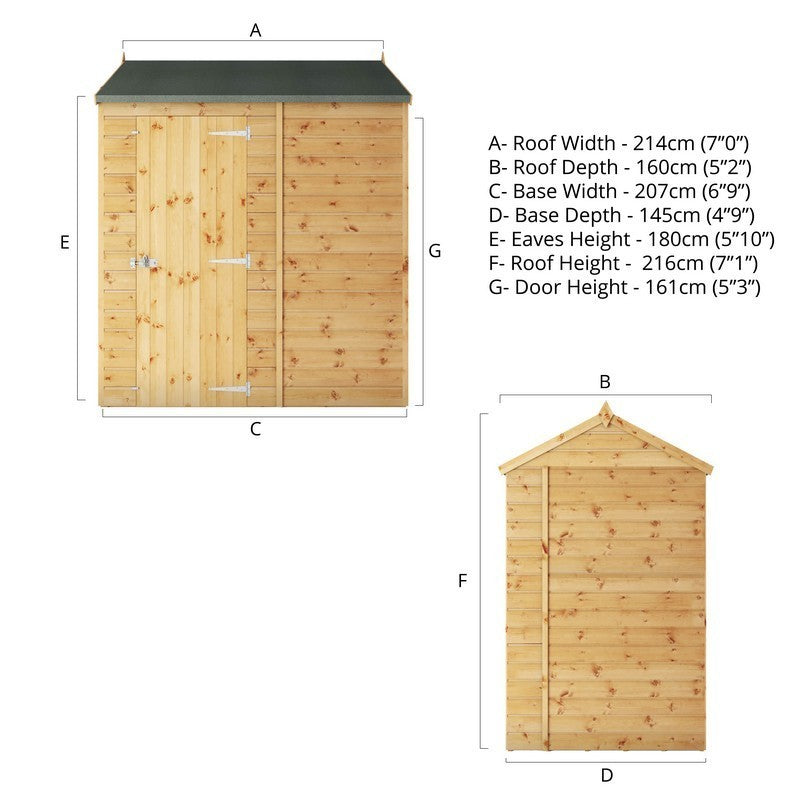 Mercia Mercia 4' 9" x 6' 9" Apex Shed - Premium Dip Treated Shiplap