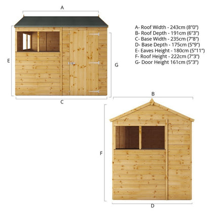 Mercia Mercia 5' 8" x 7' 8" Apex Shed - Premium Pressure Treated Shiplap