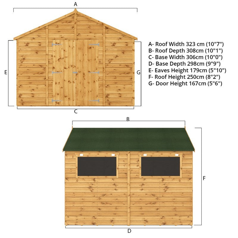 Mercia Mercia Premier 10' x 9' 9" Apex Workshop - Premium Pressure Treated Shiplap