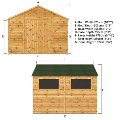 Mercia Mercia Premier 10' x 9' 9" Apex Workshop - Premium Pressure Treated Shiplap