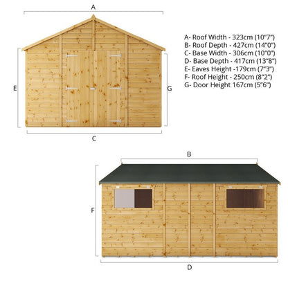 Mercia Mercia Premier 13' 8" x 10' Apex Workshop - Premium Dip Treated Shiplap