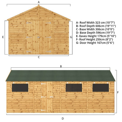 Mercia Mercia Premier 9' 8" x 19' 6" Apex Workshop - Premium Pressure Treated Shiplap