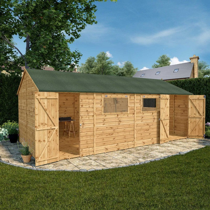 Mercia Mercia Premier 19' 6" x 10' Reverse Apex Workshop - Premium Pressure Treated Shiplap