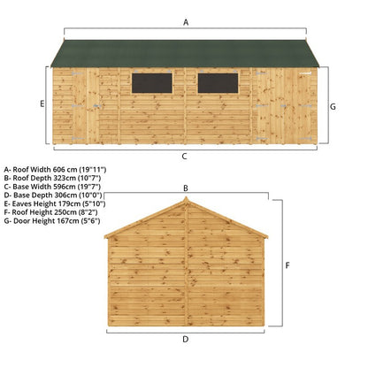 Mercia Mercia Premier 19' 6" x 10' Reverse Apex Workshop - Premium Pressure Treated Shiplap