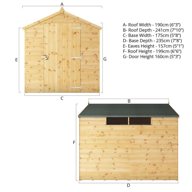 Mercia Mercia 5' 8" x 7' 8" Apex Shed - Premium Pressure Treated Shiplap