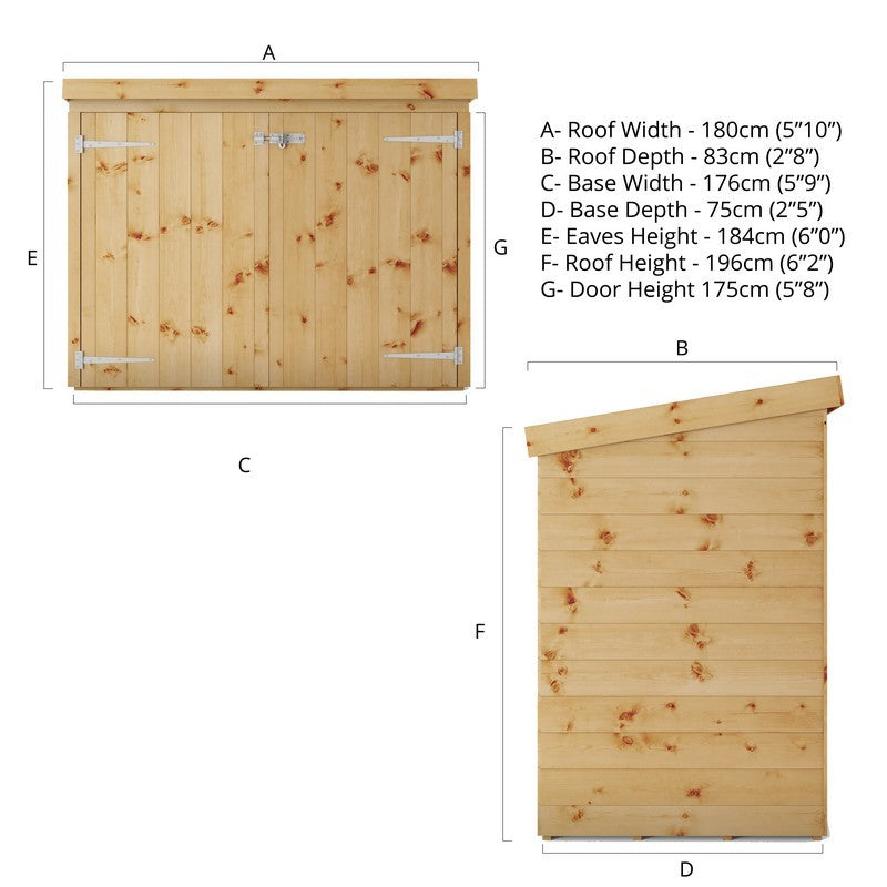 Mercia Mercia 5' 9" x 2' 5" Pent Garden Store - Premium Dip Treated Shiplap