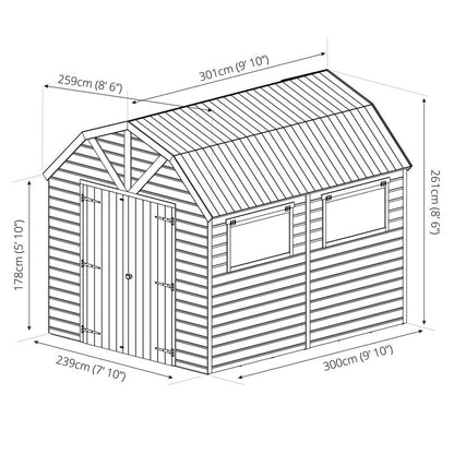 Essentials Mercia Premier 8' 5" x 9' 10" Barn Shed - Premium Dip Treated Shiplap