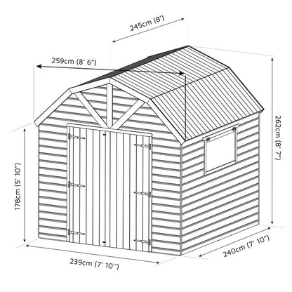 Essentials Mercia Premier 7' 10" x 7' 10" Barn Shed - Premium Dip Treated Shiplap