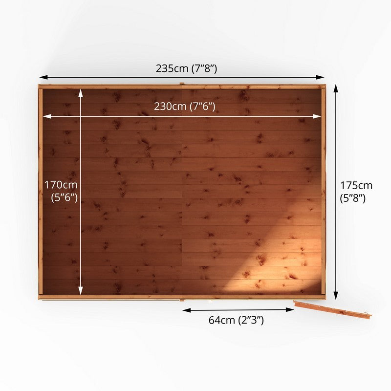 Essentials Mercia 7' 8" x 5' 8" Pent Shed - Premium Dip Treated Shiplap