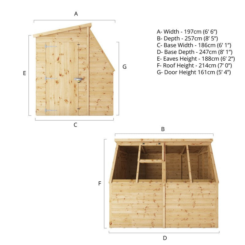 Mercia Mercia 8' 2" x 6' 5" Pent Potting Shed - Classic 12mm Cladding Shiplap