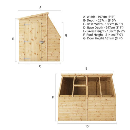 Mercia Mercia 8' 2" x 6' 5" Pent Potting Shed - Classic 12mm Cladding Shiplap