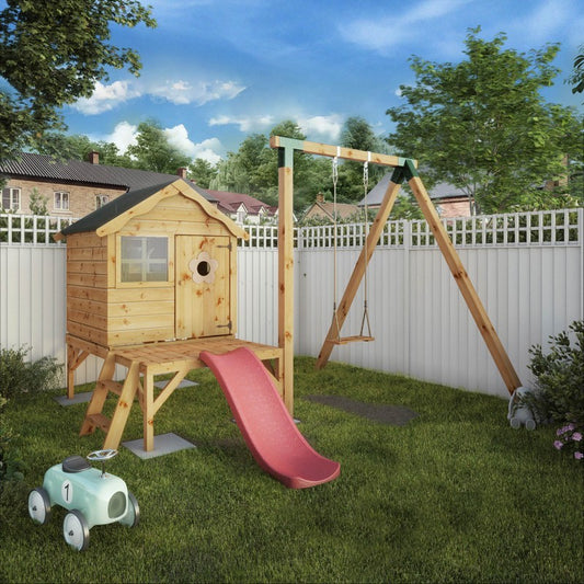 Essentials Mercia Snug 13' x 7' 3" Apex Children's Playhouse - Premium Dip Treated Shiplap