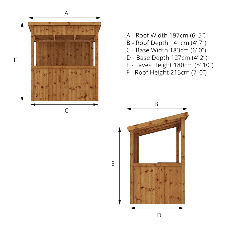 Mercia Mercia 6' 5" x 4' 7" Pent Garden Bar - Premium Pressure Treated Tongue & Groove