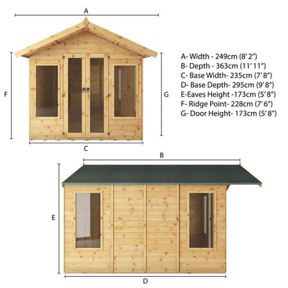 Mercia Mercia Sussex 8' 2" x 11' 10" Apex Summerhouse - Premium Dip Treated Shiplap