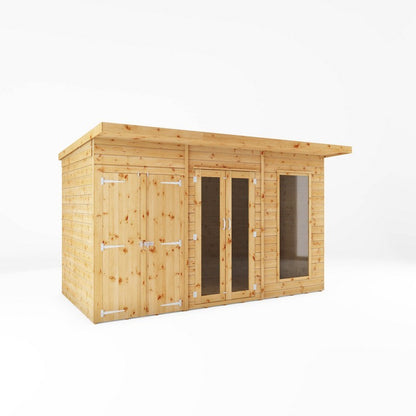 Mercia Mercia Maine 7' 7" x 11' 10" Pent Summerhouse with Side Shed - Classic 12mm Cladding Tongue & Groove