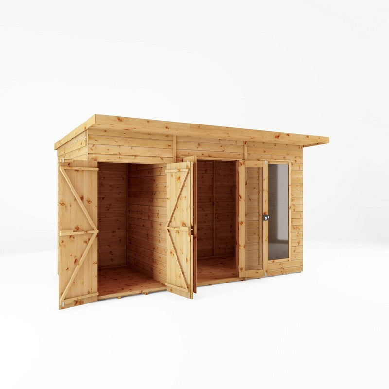 Mercia Mercia Maine 7' 7" x 11' 10" Pent Summerhouse with Side Shed - Classic 12mm Cladding Tongue & Groove