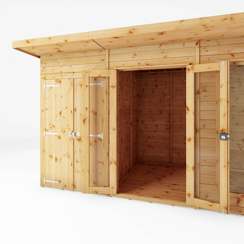 Mercia Mercia Maine 7' 7" x 13' 8" Pent Summerhouse with Side Shed - Classic 12mm Cladding Tongue & Groove