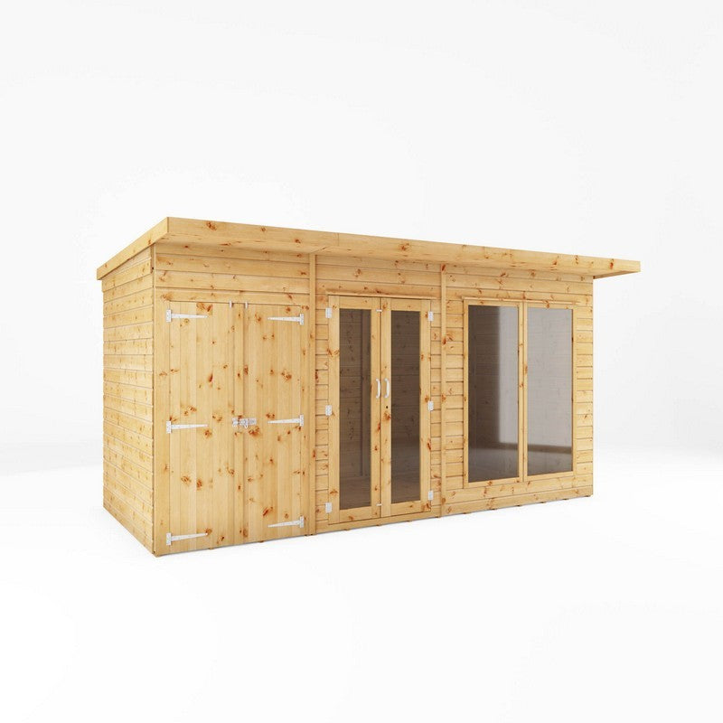 Mercia Mercia Maine 7' 7" x 13' 8" Pent Summerhouse with Side Shed - Classic 12mm Cladding Tongue & Groove