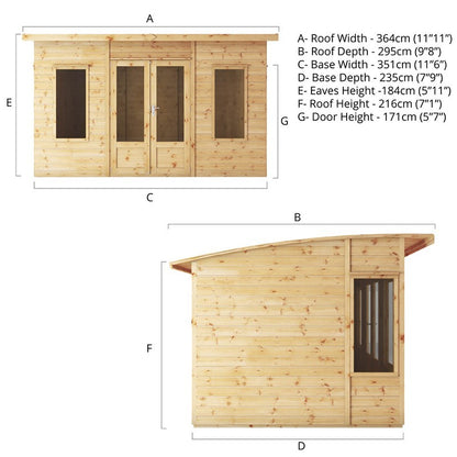 Mercia Mercia Helios 9' 8" x 11' 10" Pent Summerhouse - Classic 12mm Cladding Tongue & Groove