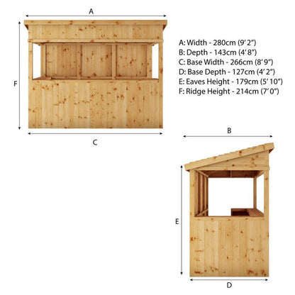 Mercia Premier 4' 8" x 9' 2" Pent Garden Bar - Budget Pressure Treated Tongue & Groove