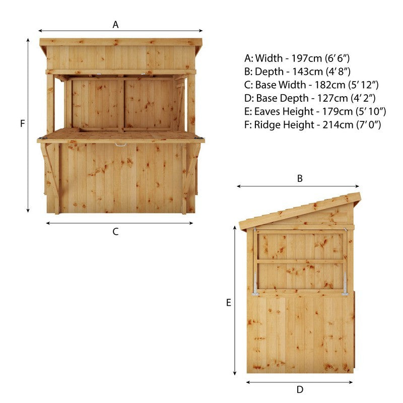 Mercia 4' 8" x 6' 5" Pent Garden Bar - Budget Pressure Treated Tongue & Groove