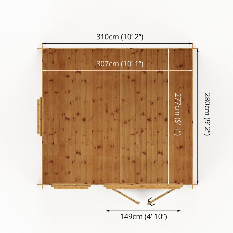 Mercia Mercia 11' 2" x 9' 11" Apex Log Cabin - Premium 19mm Cladding Log Clad