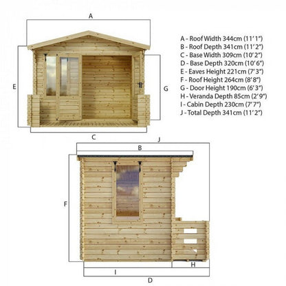 Mercia Mercia 11' 2" x 12' Apex Log Cabin - Premium 19mm Cladding Log Clad