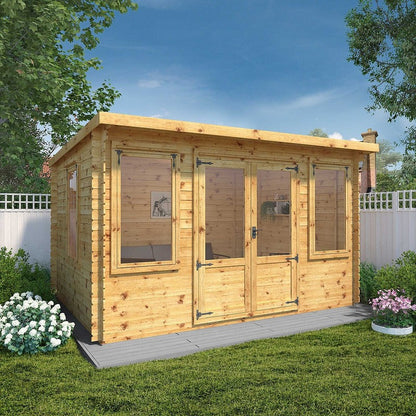 Mercia Mercia 13' 2" x 10' 10" Pent Log Cabin - Premium 19mm Cladding Log Clad