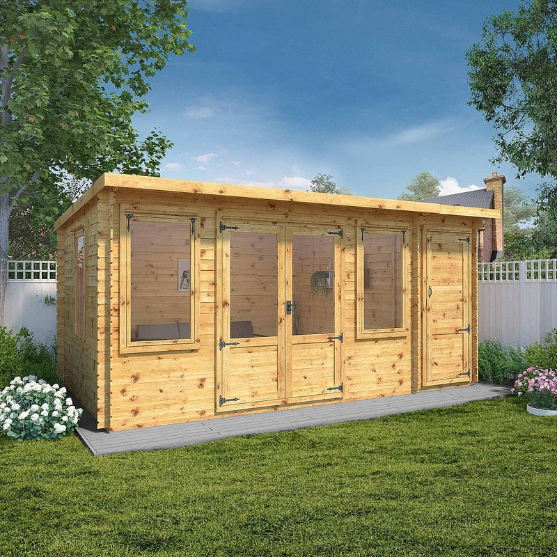 Mercia Mercia 16' 9" x 9' 11" Pent Log Cabin - Premium 19mm Cladding Log Clad