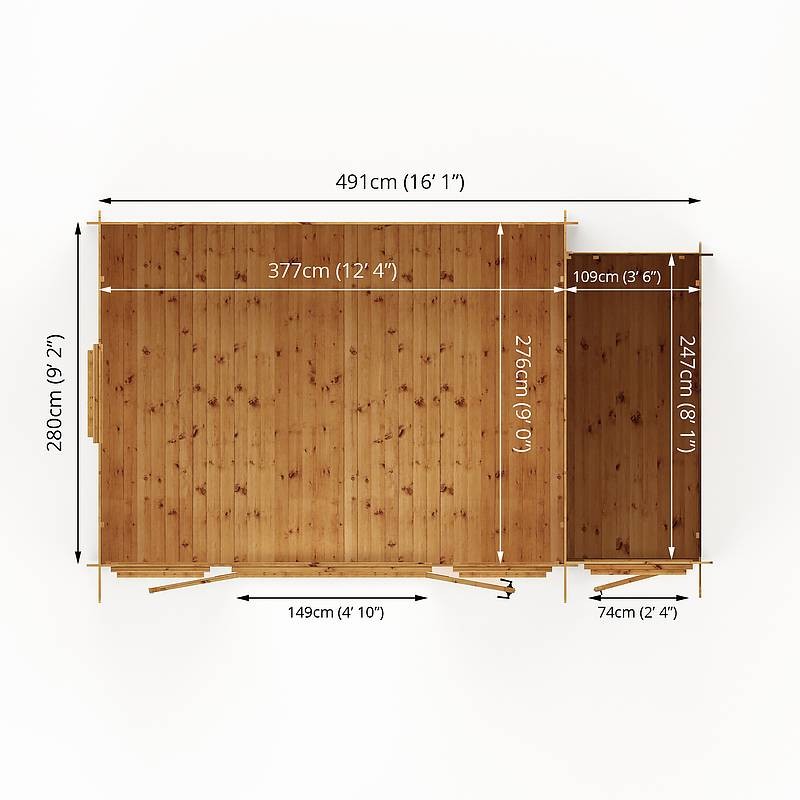 Mercia Mercia 16' 9" x 9' 11" Pent Log Cabin - Premium 19mm Cladding Log Clad