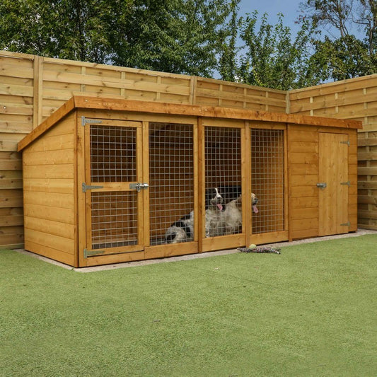 Essentials Mercia Berkshire 11' 5" x 4' 1" Dog Kennel - Premium Dip Treated Tongue & Groove