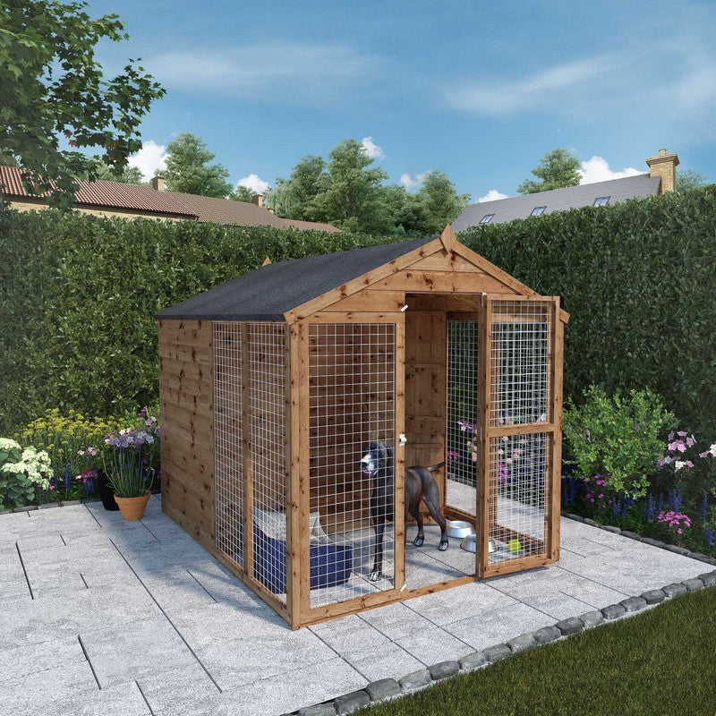 Essentials Mercia Staffordshire 6' 5" x 7' 11" Dog Kennel - Premium Pressure Treated Shiplap