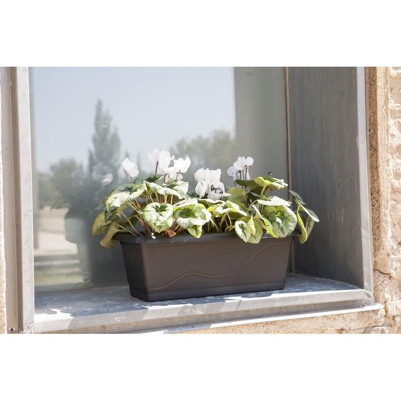 Gardenico Self-Watering Planter For Balconies 40cm - Anthracite - Twin Pack