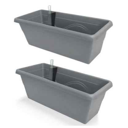 Gardenico Self-Watering Planter For Balconies 40cm - Stone Grey - Triple Pack