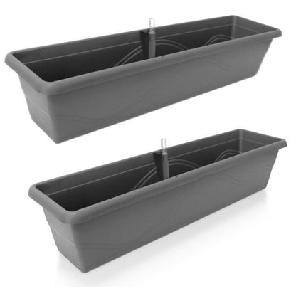 Gardenico Self-Watering Planter For Balconies 80cm - Anthracite - Twin Pack