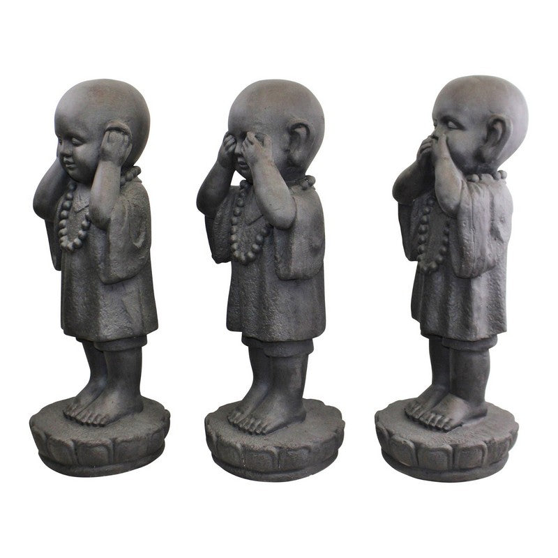 Scarthingwell See No Evil, Hear No Evil Monks Statue Polyresin with Stone Pattern - 55cm