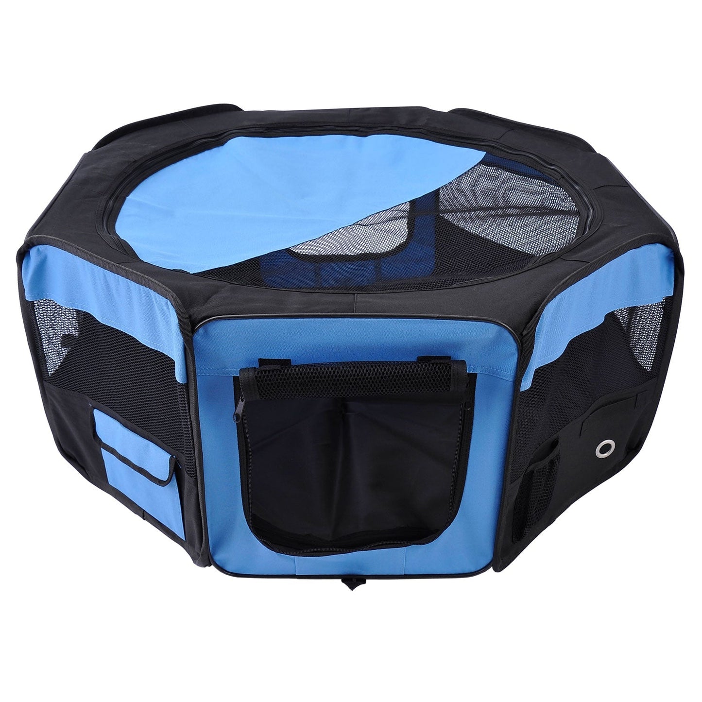 Fabric Dog Pens Pet Puppy PlayPen Dog Crate?37cmx37cmx95cm-Blue/Black