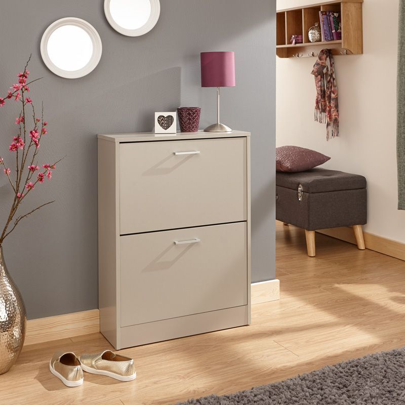 GFW Stirling Shoe Storage Grey 2 Doors 2 Shelves